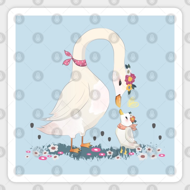 Mommy goose love his child Magnet by Mako Design 